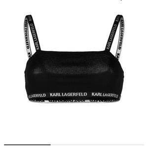 Karl Lagerfeld ribbed logo-strap bandeau size Large